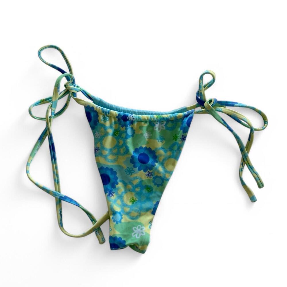 Black Bough Swim Blue and green floral bikini bottom